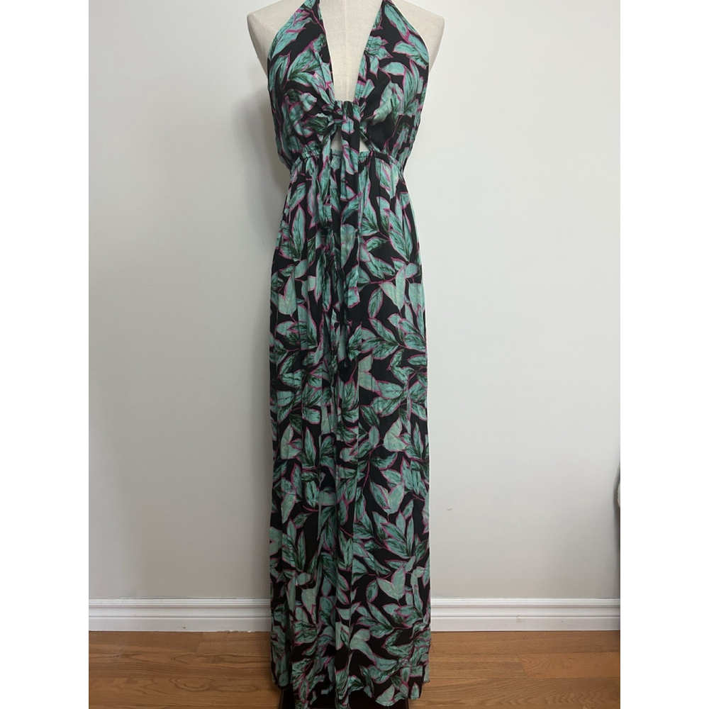 Asos Swim Tropical Print Pop Bunny Maxi Beach Cover up Vacation Halter Dress 12